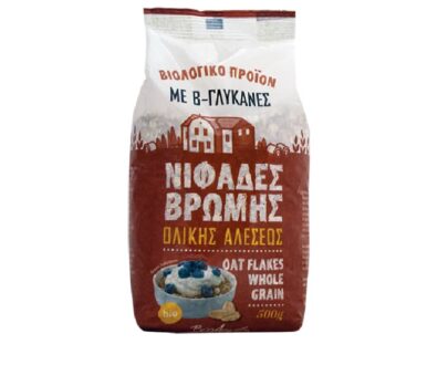 Βιολογικές νιφάδες βρώμης ολικής άλεσης 500g, Βιοαγρός