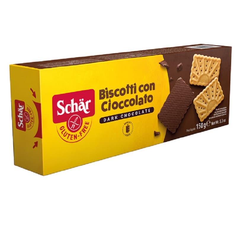 Μπισκότα με επικάλυψη μαύρης σοκολάτας 150g, Schar
