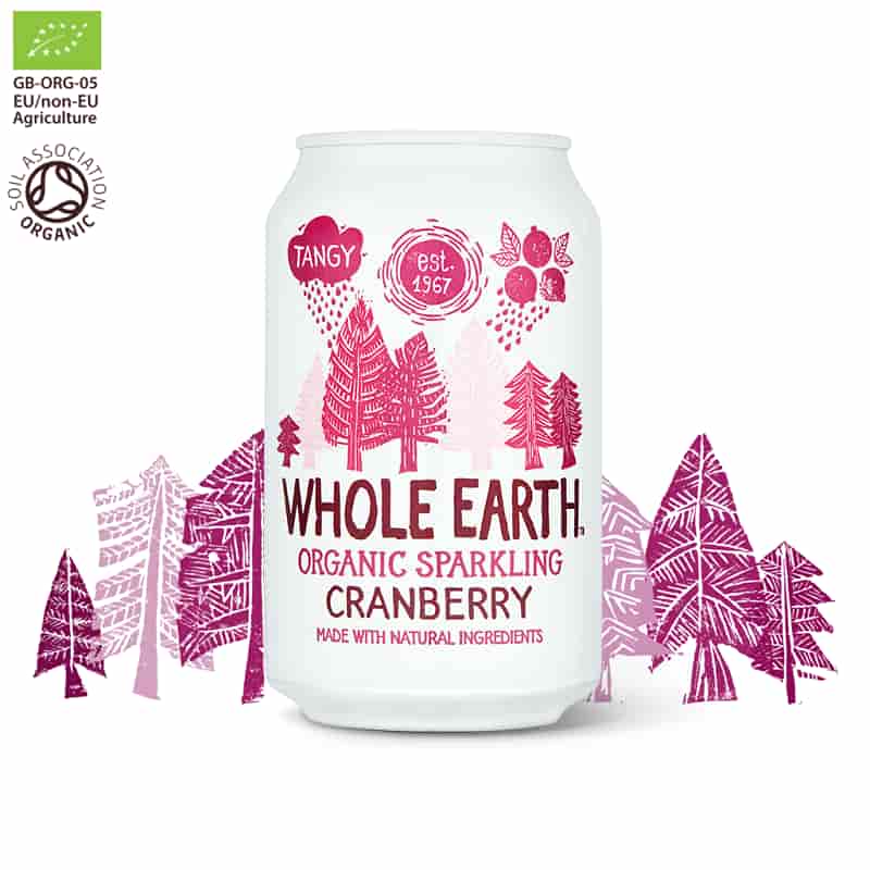 Βιολογικό ανθρακούχο ποτό Κράνμπερι 330ml, Whole Earth