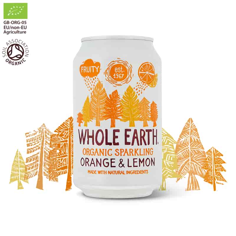 Βιολογικό ανθρακούχο ποτό Πορτοκάλι & Λεμόνι 330ml, Whole Earth