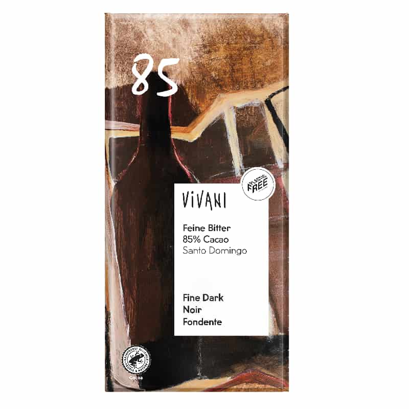 Βιολογική μαύρη σοκολάτα 85% με κακάο grande 100g, Vivani