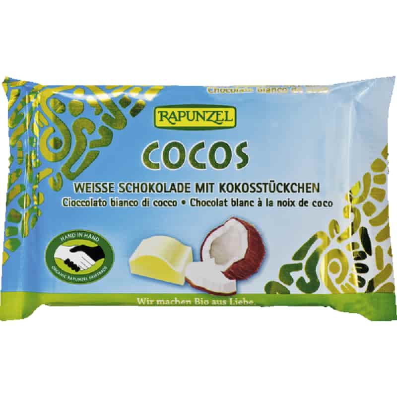 Βιολογική λευκή σοκολάτα Cocos με καρύδα 100g, Rapunzel