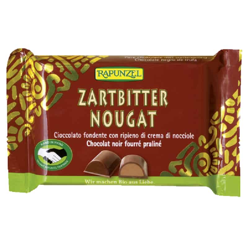 Βιολογική μαύρη σοκολάτα Nougat 100g, Rapunzel