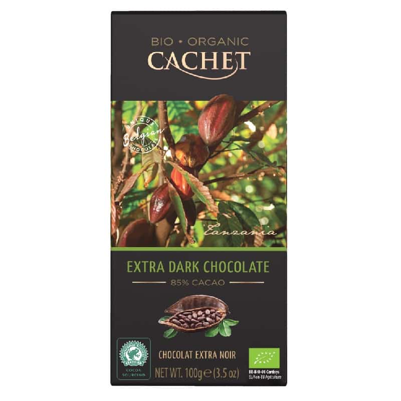 Βιολογική μαύρη σοκολάτα με 85% κακάο 100g, Cachet