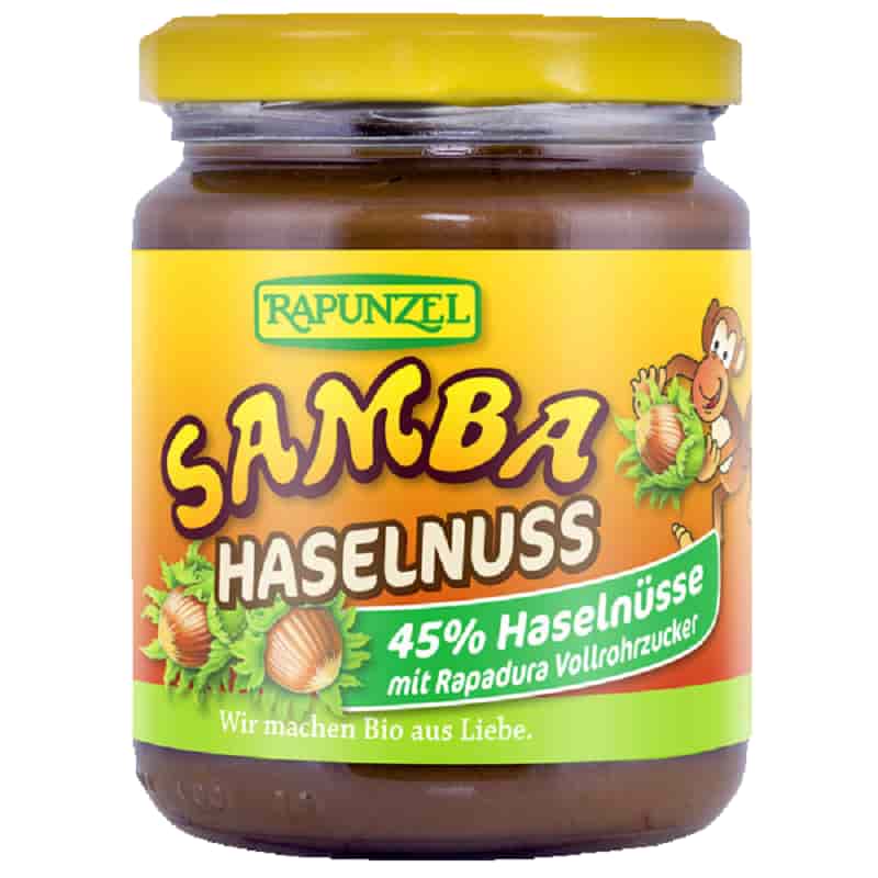 Βιολογικό επάλειμμα Samba σοκολάτα & φουντούκι 250g, Rapunzel