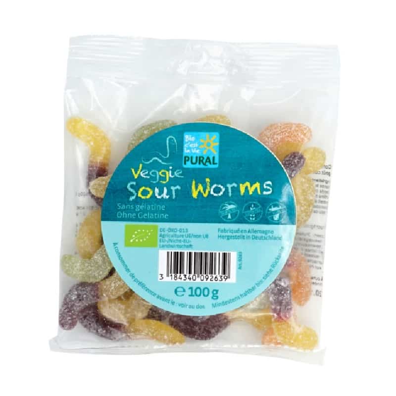 Βιολογικά ζαχαρωτά Sour Worms 100g, Pural
