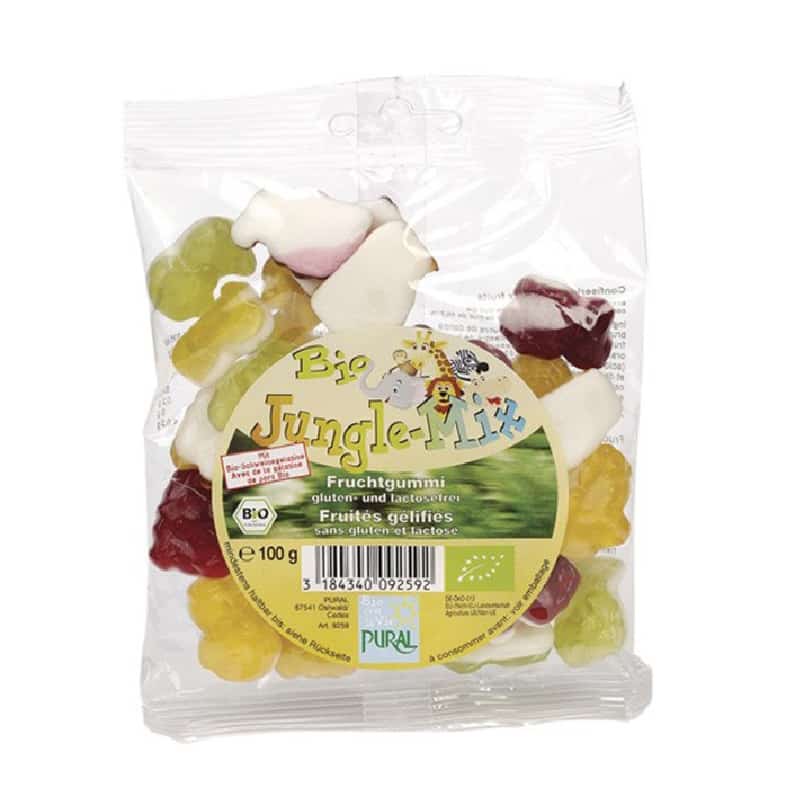 Βιολογικά ζαχαρωτά φρούτων Jungle 100g, Pural