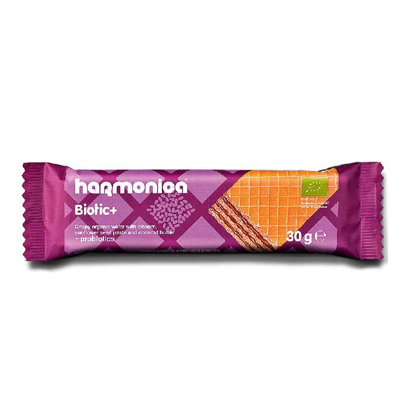 Βιολογική γκοφρέτα μονόκοκκου σίτου με 1 δις προβιοτικά 30g, harmonica