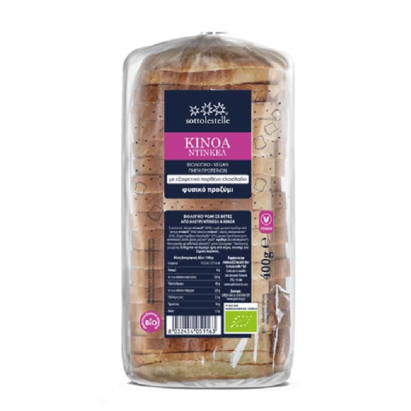 Βιολογικό ψωμί ντίνκελ με κινόα σε φέτες 400g, Sottolestelle
