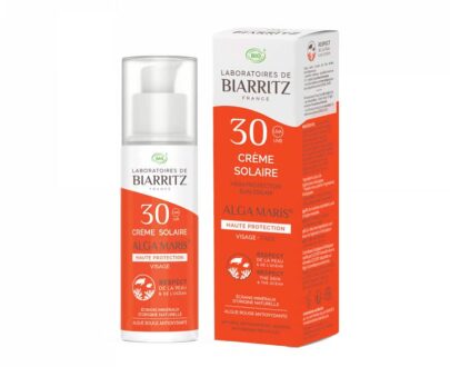 Βιολογική αντηλιακή κρέμα προσώπου SPF30 50ml, Biarritz