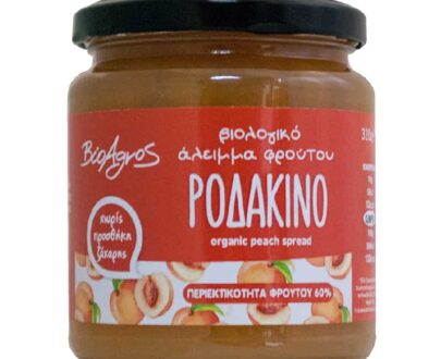 Βιολογικό άλειμμα ροδάκινο χωρίς ζάχαρη 320g, Βιοαγρός